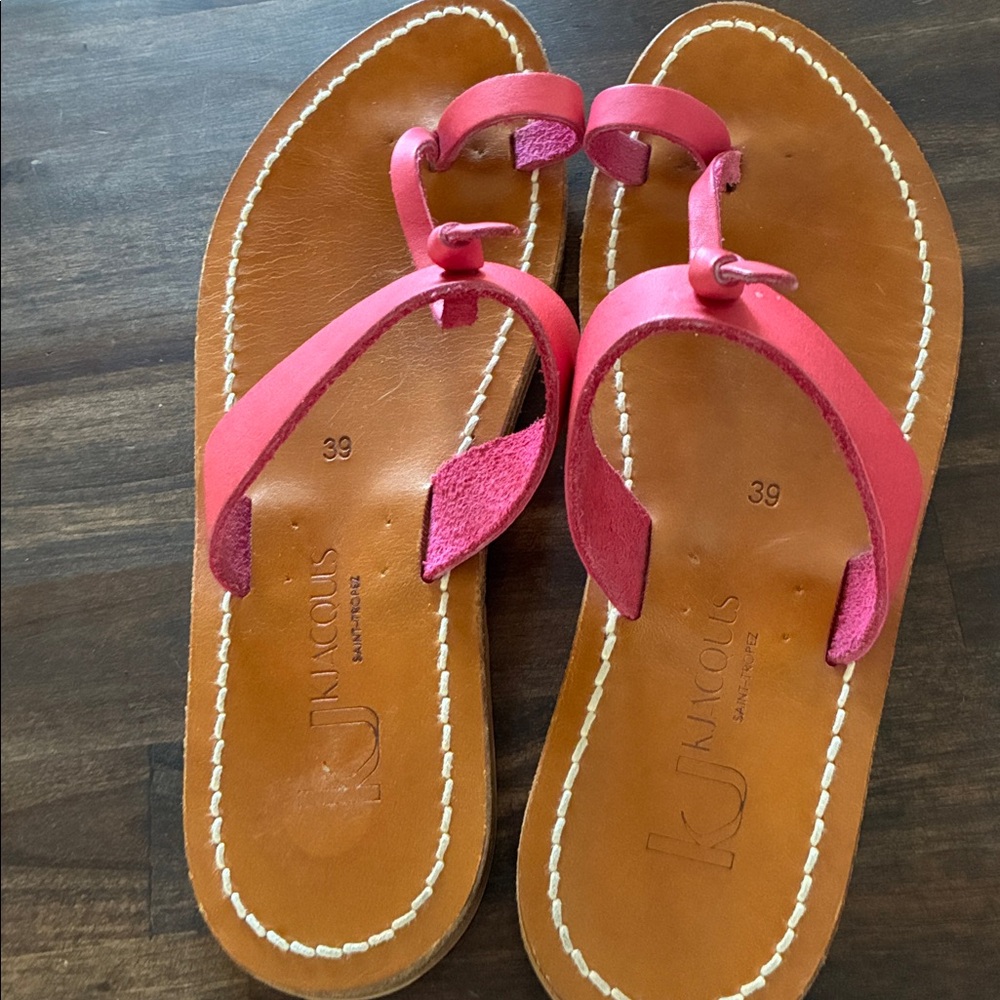 KJacques Deep Pink Leather Sandals - 39